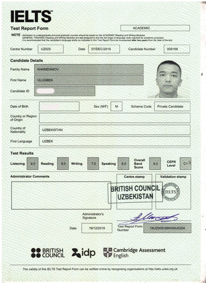 IELTS Certificate